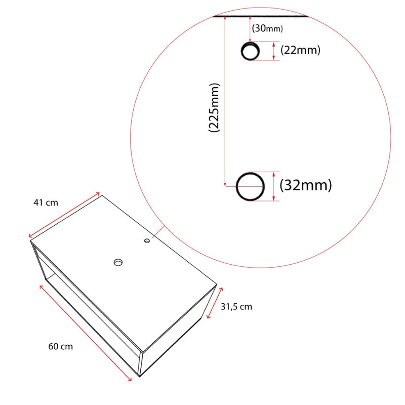Balcão Suspenso para Banheiro Dapper – Design Moderno e Funcional