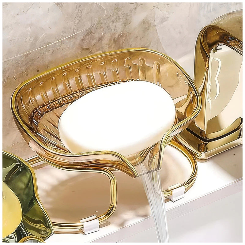 Saboneteira Clássica Dapper - com Suporte Dourado – Beleza e Funcionalidade
