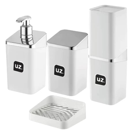 Kit Premium para Banheiro Dapper - Porta Sabonete, Sabão Líquido e Escova de Dentes